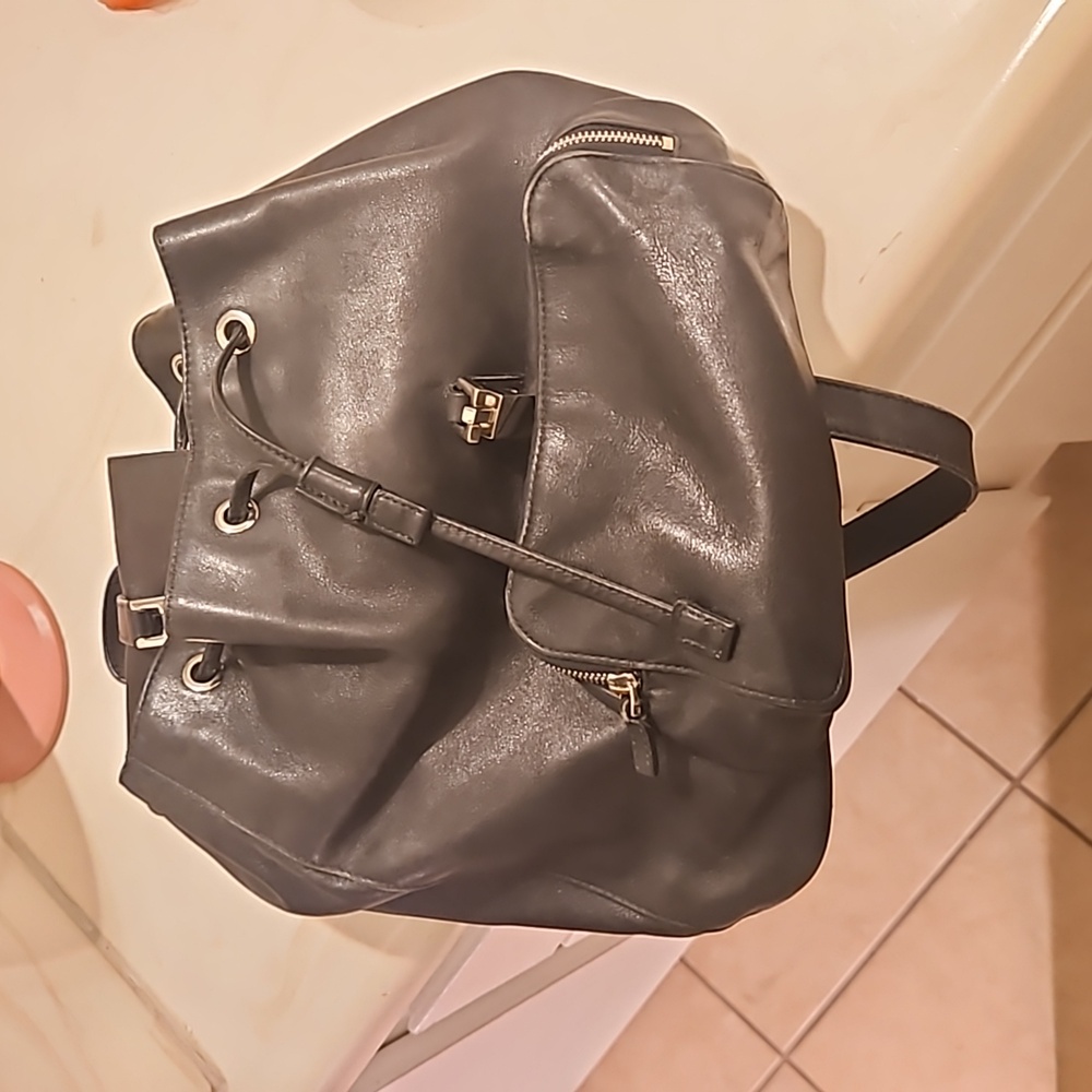 GUCCI Leather Back Pack Gucci Vintage Black Leather Backpack Jackie Clasp